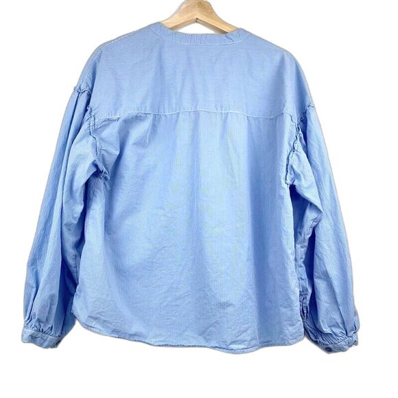 Sanctuary Womens Button Down Shirt Blue Stripe Long Sleeve 100% Cotton Blouse S - Picture 2 of 9